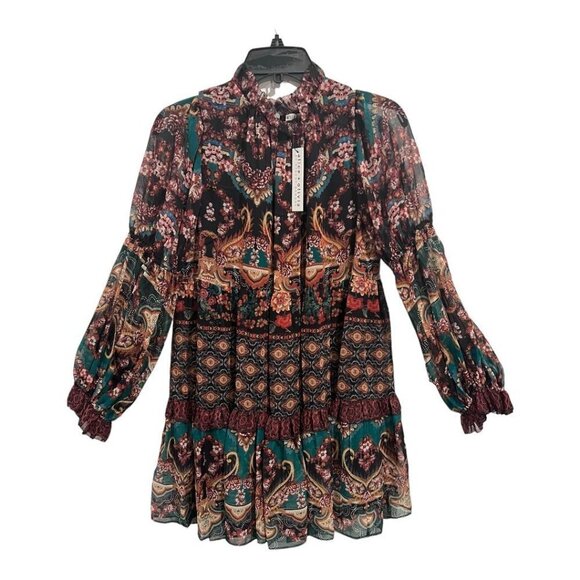 Alice & Olivia Marella Mockneck Paisley Shift Dress - Picture 7 of 9